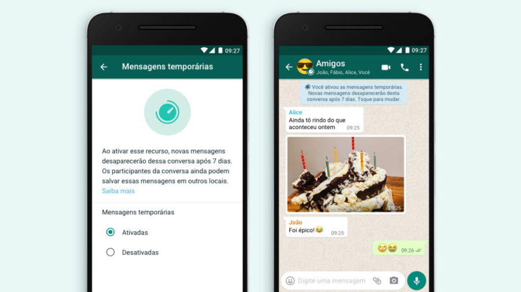 mensagens temporárias no GB WhatsApp