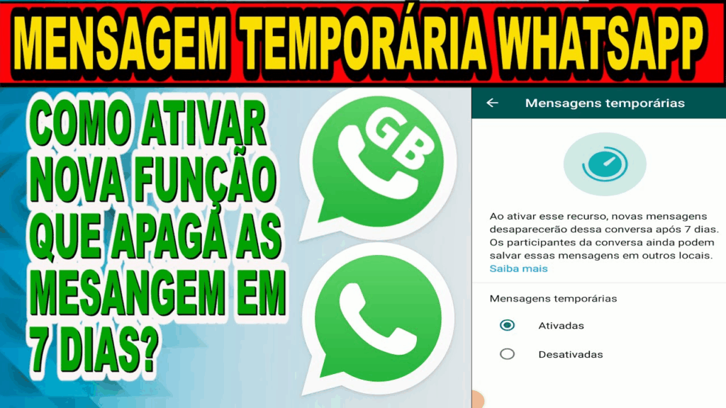 Mensagens Temporárias no GB WhatsApp